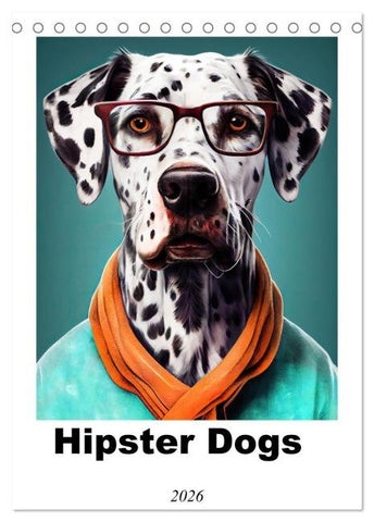 Hipster Dogs (Desk Calendar 2026 DIN A5 portrait), CALVENDO 12 Month DeskCalendar