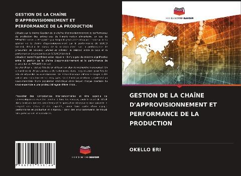 GESTION DE LA CHAÎNE D'APPROVISIONNEMENT ET PERFORMANCE DE LA PRODUCTION