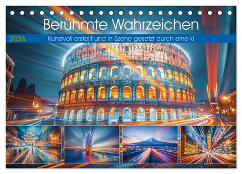 Berühmte Wahrzeichen (Tischkalender 2026 DIN A5 quer), CALVENDO Monatskalender