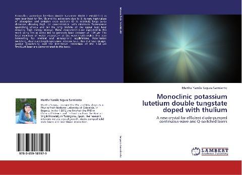 Monoclinic potassium lutetium double tungstate doped with thulium