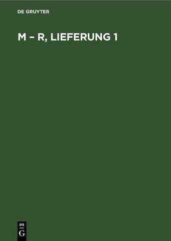 M – R, Lieferung 1