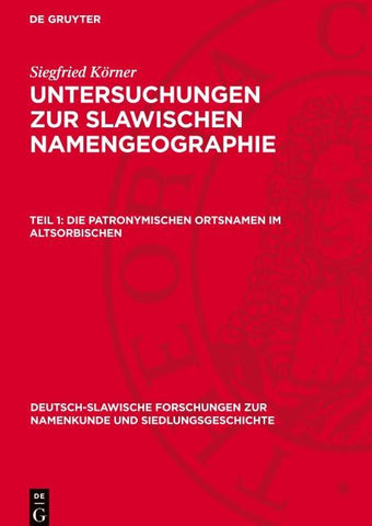 Die patronymischen Ortsnamen im altsorbischen