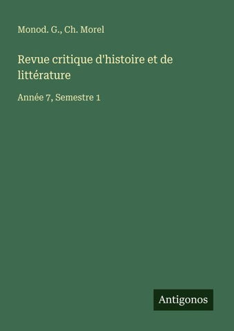 Revue critique d'histoire et de littérature