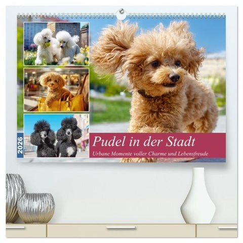 Pudel in der Stadt. Urbane Momente voller Charme und Lebensfreude (hochwertiger Premium Wandkalender 2026 DIN A2 quer), Kunstdruck in Hochglanz