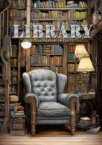 Bibliothek Malbuch für Erwachsene