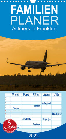Familienplaner Airliners in Frankfurt (Wandkalender 2022 , 21 cm x 45 cm, hoch)