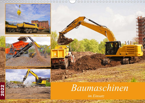 Baumaschinen im Einsatz (Wandkalender 2022 DIN A3 quer)