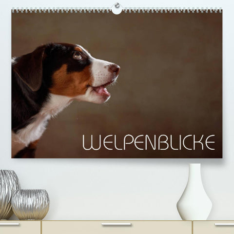 Welpenblicke (Premium, hochwertiger DIN A2 Wandkalender 2022, Kunstdruck in Hochglanz)