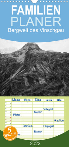 Familienplaner Bergwelt des Vinschgau (Wandkalender 2022 , 21 cm x 45 cm, hoch)
