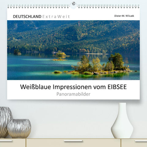 Weißblaue Impressionen vom EIBSEE Panoramabilder (Premium, hochwertiger DIN A2 Wandkalender 2022, Kunstdruck in Hochglanz)