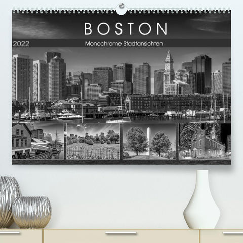 BOSTON Monochrome Stadtansichten (Premium, hochwertiger DIN A2 Wandkalender 2022, Kunstdruck in Hochglanz)