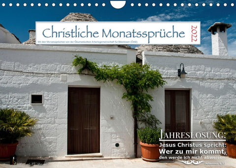 Christliche Monatssprüche 2022 (Wandkalender 2022 DIN A4 quer)