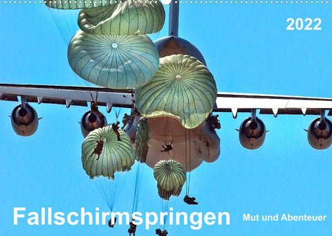 Fallschirmspringen - Mut und Abenteuer (Wandkalender 2022 DIN A2 quer)
