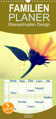 Familienplaner Wassertropfen Design (Wandkalender 2022 , 21 cm x 45 cm, hoch)