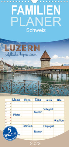 Familienplaner LUZERN Idyllische Impressionen (Wandkalender 2022 , 21 cm x 45 cm, hoch)