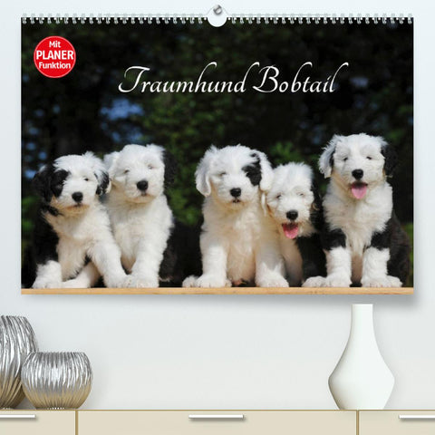 Traumhund Bobtail (Premium, hochwertiger DIN A2 Wandkalender 2022, Kunstdruck in Hochglanz)