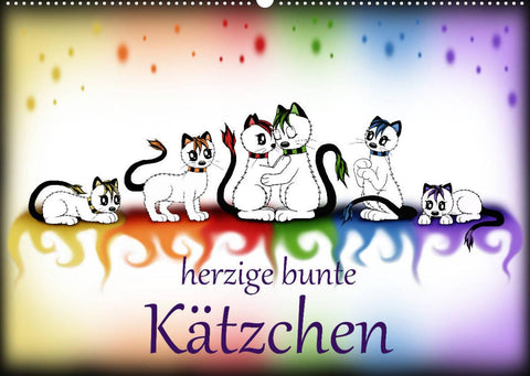 herzige bunte Kätzchen (Wandkalender 2022 DIN A2 quer)