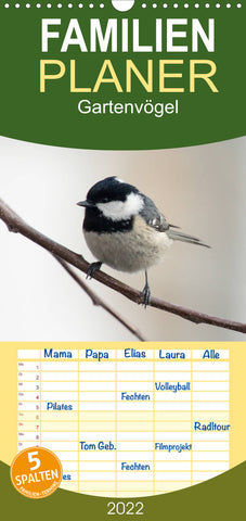 Familienplaner Gartenvögel (Wandkalender 2022 , 21 cm x 45 cm, hoch)
