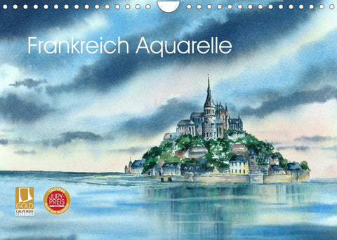 Frankreich Aquarelle (Wandkalender 2022 DIN A4 quer)